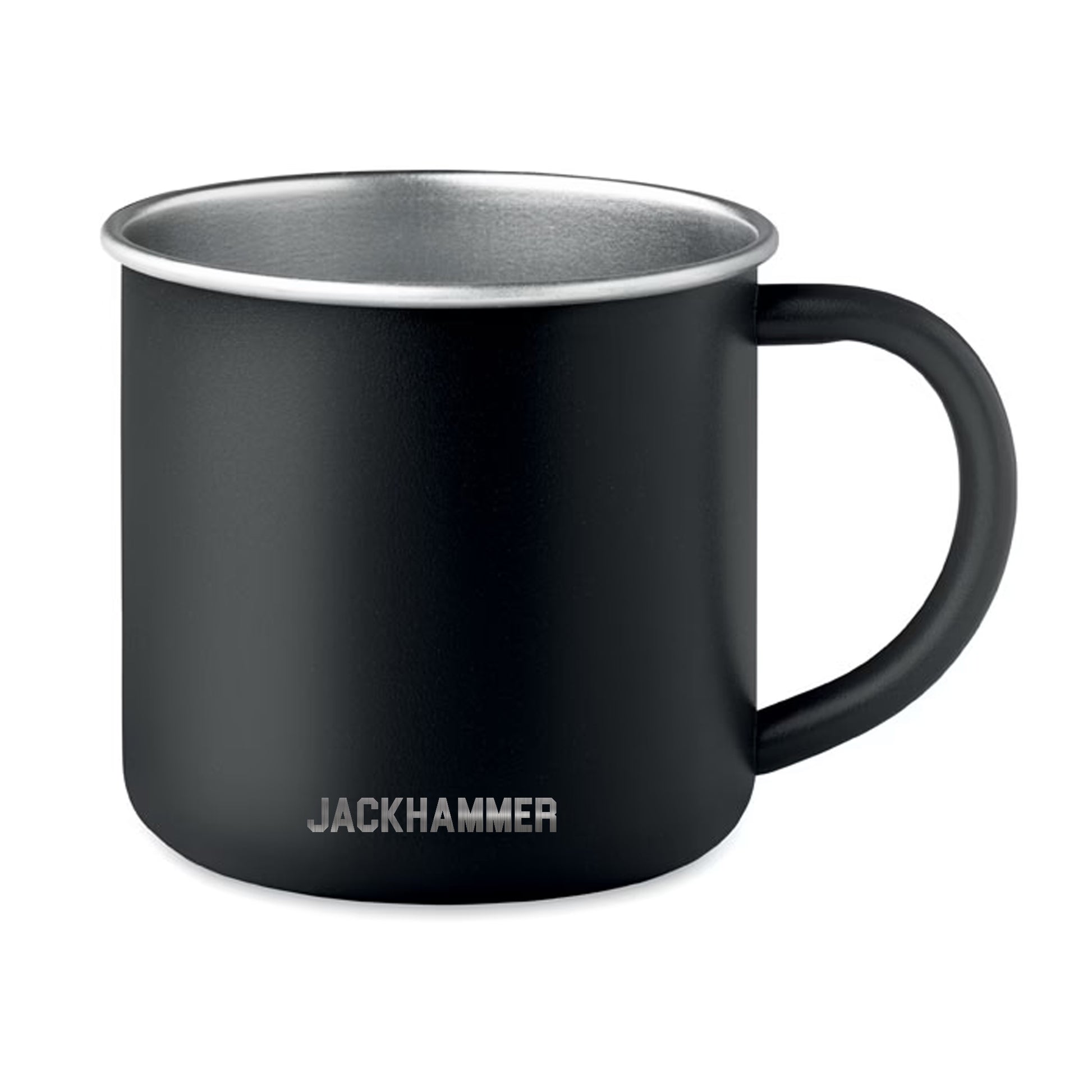 Graft Club engraved black stainless steel mug by Jackhammer Workwear Back