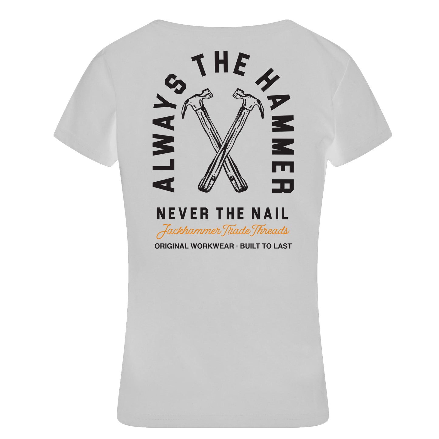 White t-shirt with black graphic design and text on a white background