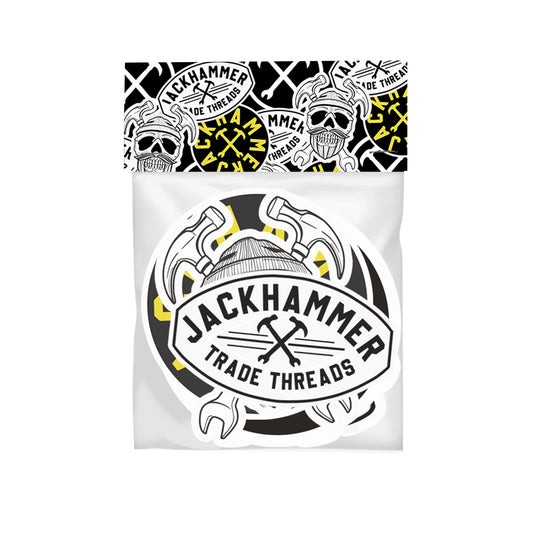 jackhammer heritage stickers in their packaging on white background