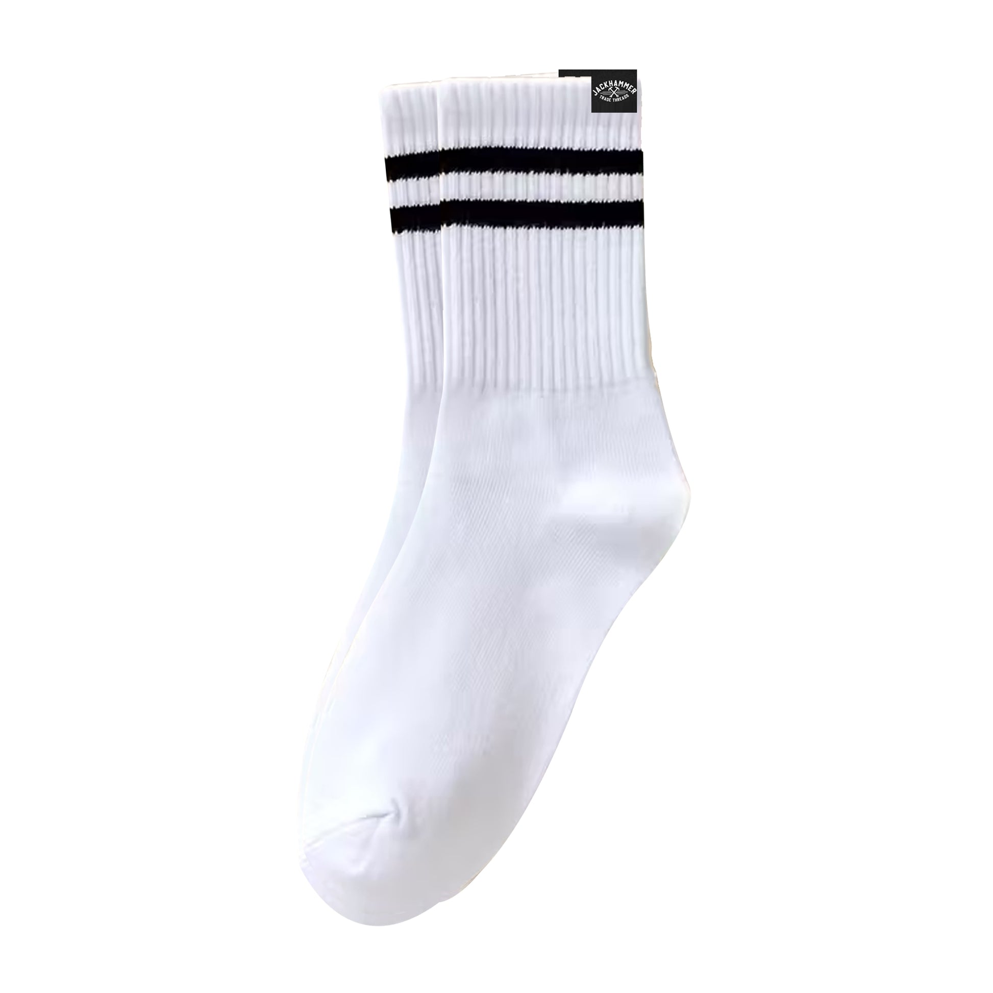 White sock with black stripes on a white background