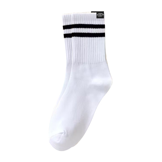 White sock with black stripes on a white background